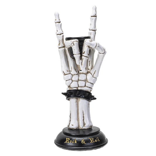 Pacific Trading Giftware Rock On Skeleton Hand Resin Candle Holder 10‚Äö√Ñ√π Tall