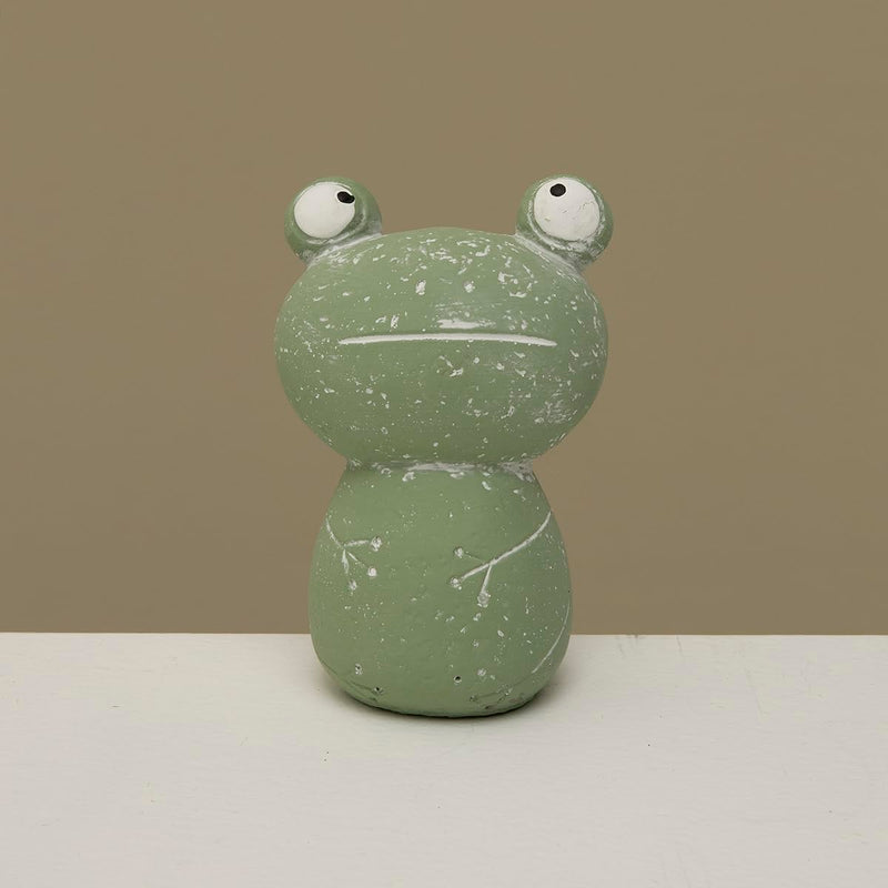 Meravic Concrete Small Googly Eye Frog Figurine, 4.5-inch Height, Green and White, Tabletop Decoration