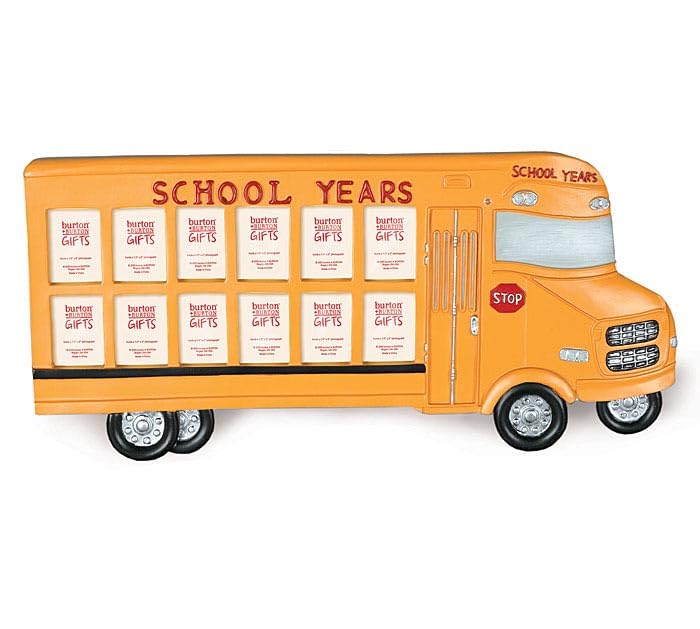 burton+BURTON School Bus Shape Frame, 13-inch Width, Photo Holder, School Decor