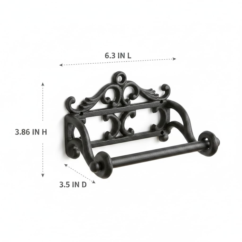 Comfy Hour 6.3 Inch Cast Iron Toilet Paper Holder, Vintage Wall Mount