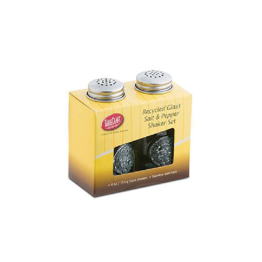 Tablecraft 4 oz. Recycled Green Glass Salt & Pepper, Stainless Steel Tops, (Pack of 2)