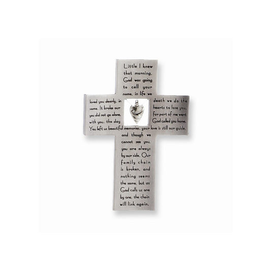 Roman In Memory Bereavement Silver Resin Stoneware Wall Cross