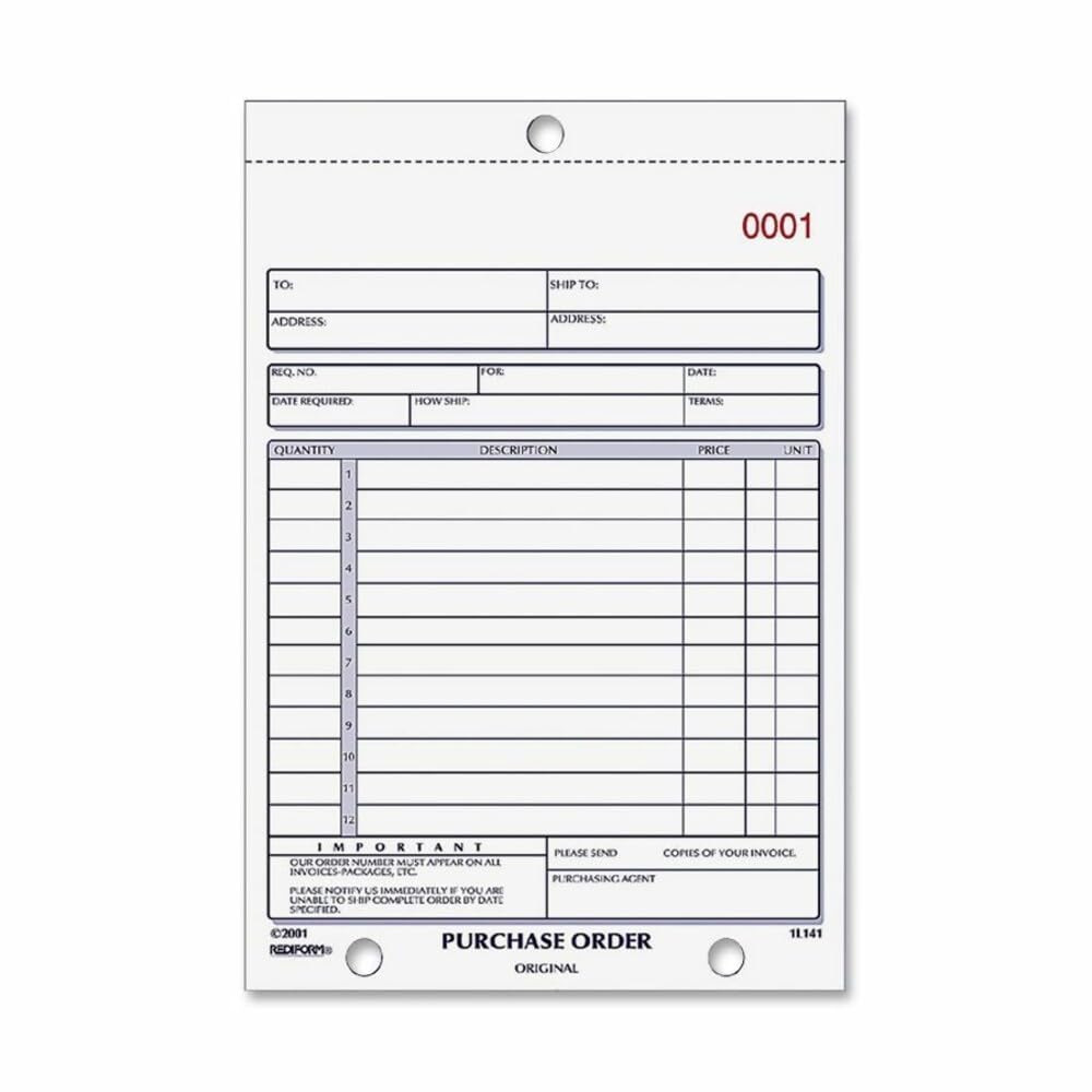 Rediform Purchase Order Book, 5.5 x 7.875 Inches, 50 Pages (1L140)
