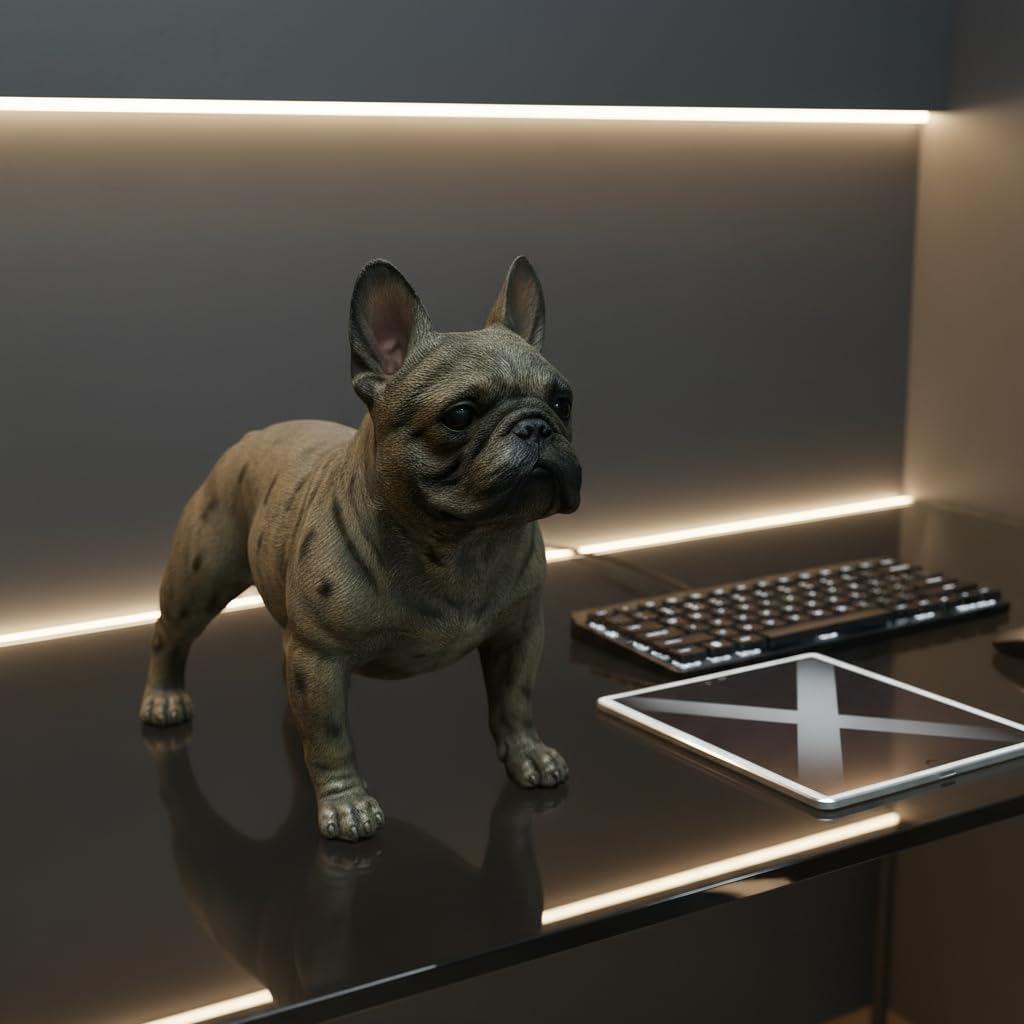 Comfy Hour Doggyland Collection, Miniature Dog Collectibles 6 Standing French Bulldog Figurine, Realistic Lifelike Animal Statue Home Decoration, Brindle, Polyresin
