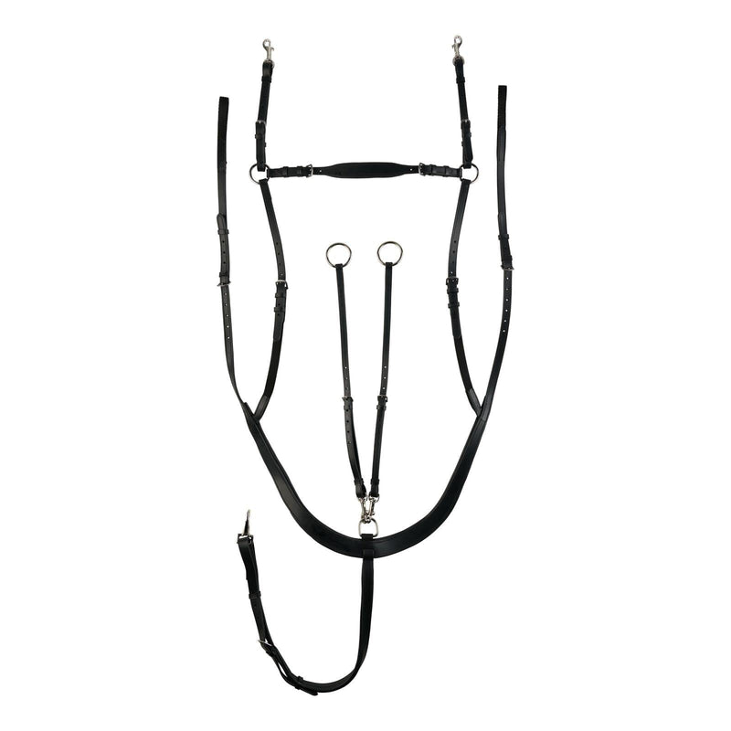 HORZE Belgravia 5-Point Breastplate Martingale with Running Attachment - Black - Horse