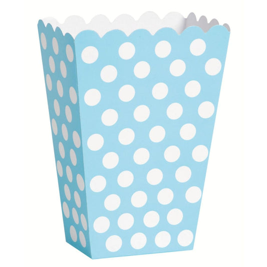 Unique Industries Light Blue Polka Dot Popcorn Treat Boxes, 8ct