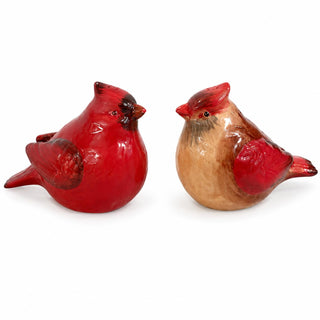 Comfy Hour Farmhouse Collection 3" Two Red Feather Cardinals Salt and Pepper Bottle Stoneware Figurine, Set of 2