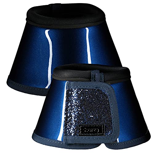 HORZE Bell Boots with Glitter - Dark Blue - X-Large