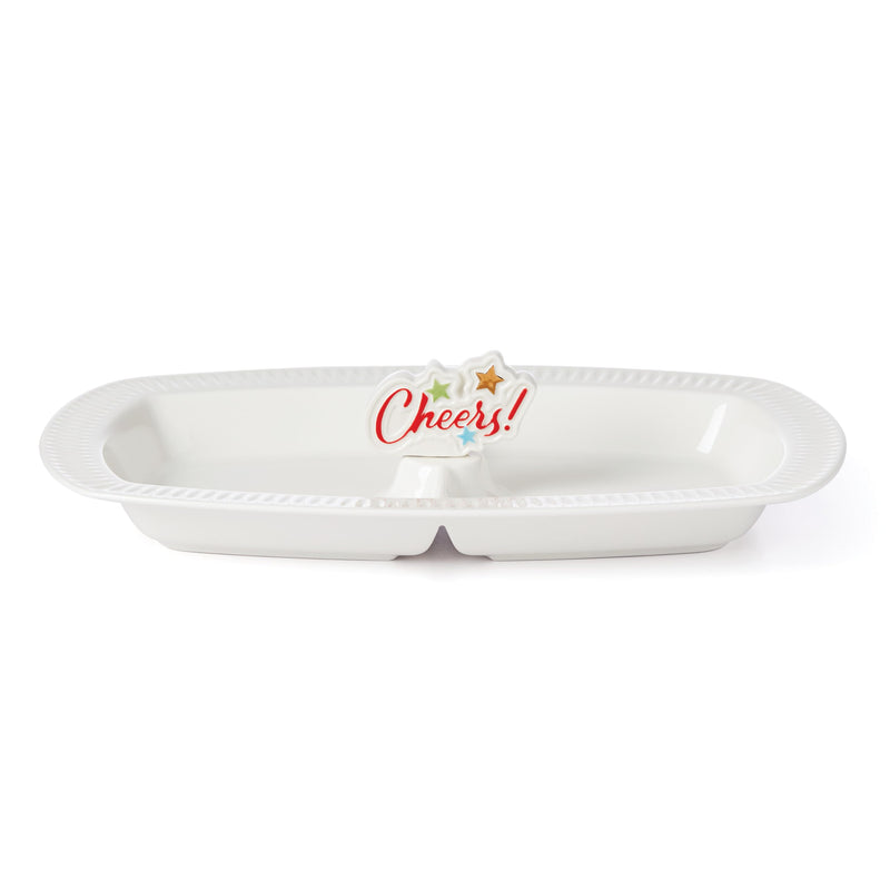 Lenox Profile Charm Divided Tray W/Cheers, 2.75, White