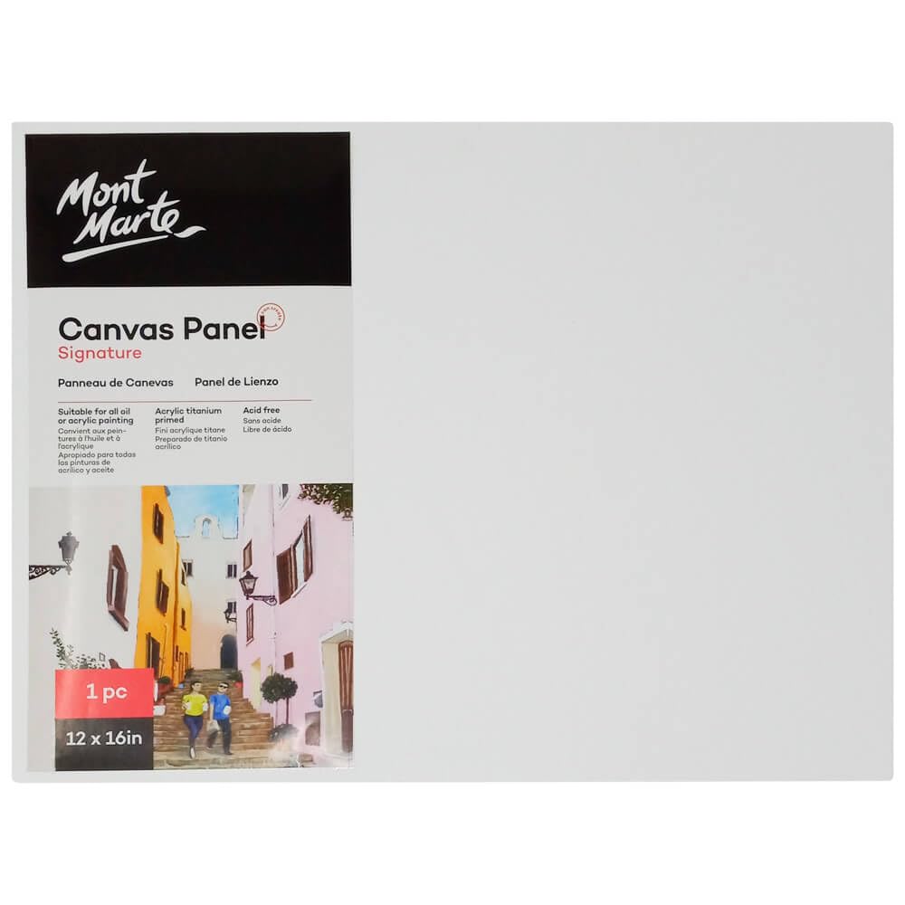 Mont Marte Canvas Panel Signature 1pc, 12 x 16in (30.5 x 40.6cm), Painting Canvas, Thin Canvas, Acrylic Titanium Primed, Suitable for Oil and Acrylic Painting, Acid Free