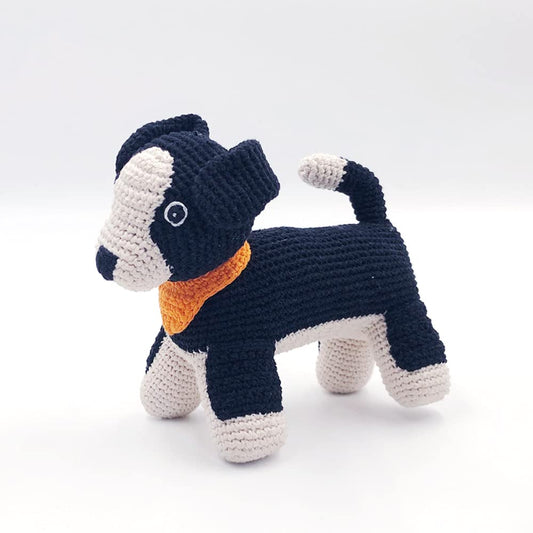 Pebble Fair Trade Handmade Crochet Cotton Sheep Dog Rattle