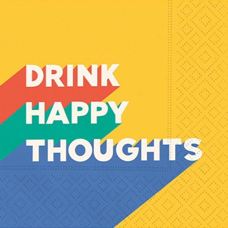 DESIGN DESIGN Drink Happy Thoughts Beverage Napkin, Party Supplies