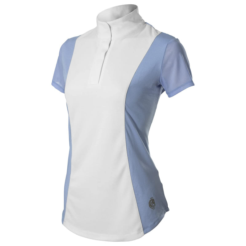 Equinavia Martha Womens Equestrian Short Sleeved Show Shirt - Light Blue/White - 1X