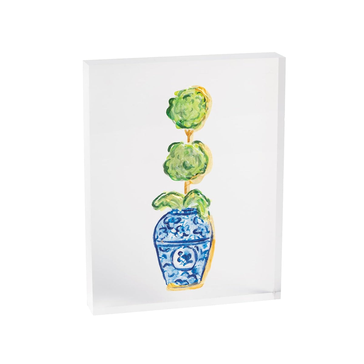 Mud Pie Wall Art, 5.8"L x 4.5"W, Green Single Topiary