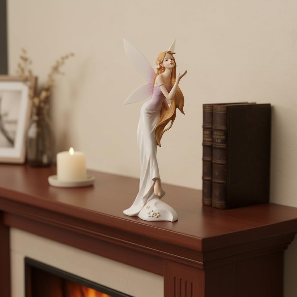 Comfy Hour 13 Inch Fairy Statues Figurine, White Lilac Decor, 1 Piece