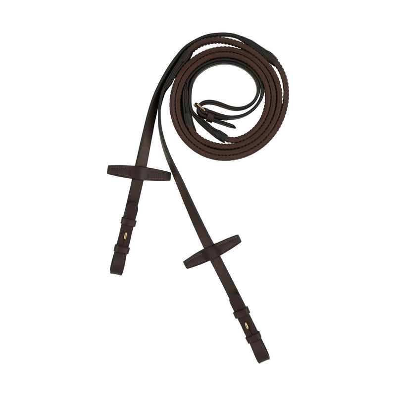 HORZE Muswell Rubber Reins - Dark Brown - Horse