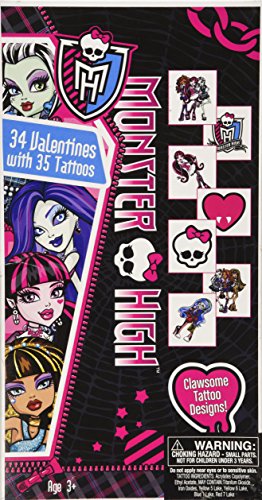 UPD Monster High 34 Valentines with 35 Tattoos, Multicolor