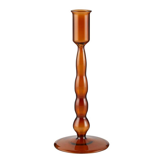 47th &amp; Main Holder for Taper Candle Glass Candlestick Candleholder, Small, Amber