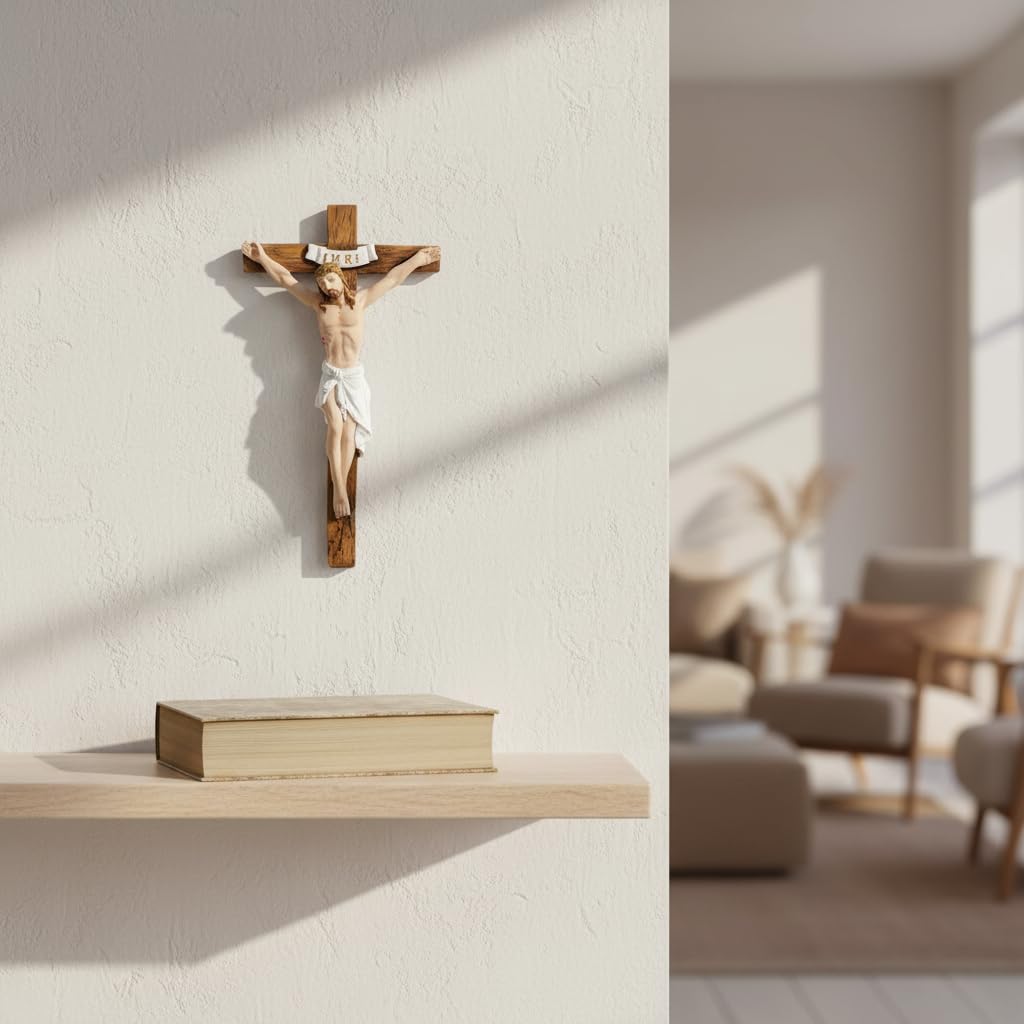 Comfy Hour 7 Inch Wall Crucifix, Jesus Cross with INRI, 1 Unit