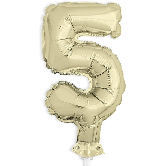 Unique Industries Unique 57265 Gold Foil Number 5 Party Balloon Cake Topper 1 ct 5"