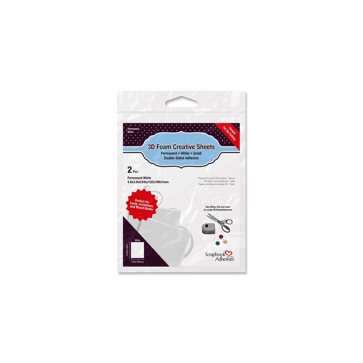 Scrapbook Adhesives Adhesive Tapes, 3.9-Inch x 4.8-Inch, White