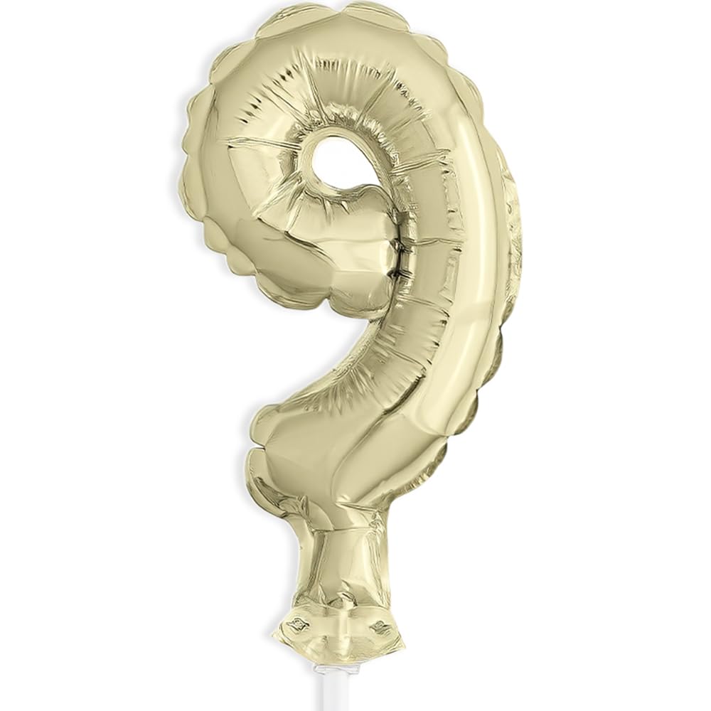 Unique Industries Unique 57269 Gold Foil Number 9 Party Balloon Cake Topper 1 ct 5"