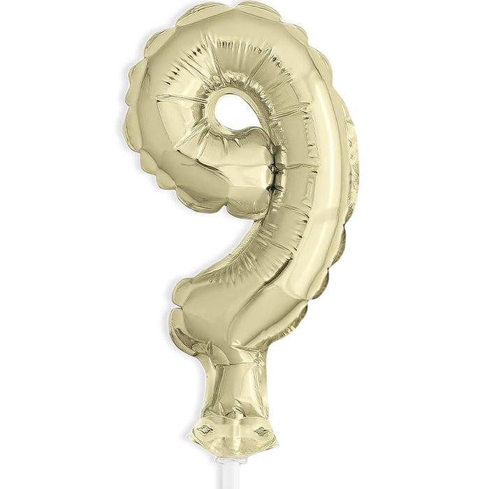 Unique Industries Unique 57269 Gold Foil Number 9 Party Balloon Cake Topper 1 ct 5"