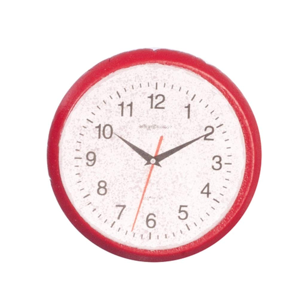 Aztec Imports Dollhouse Miniature 1:12 Scale RED Wall Clock #T8453