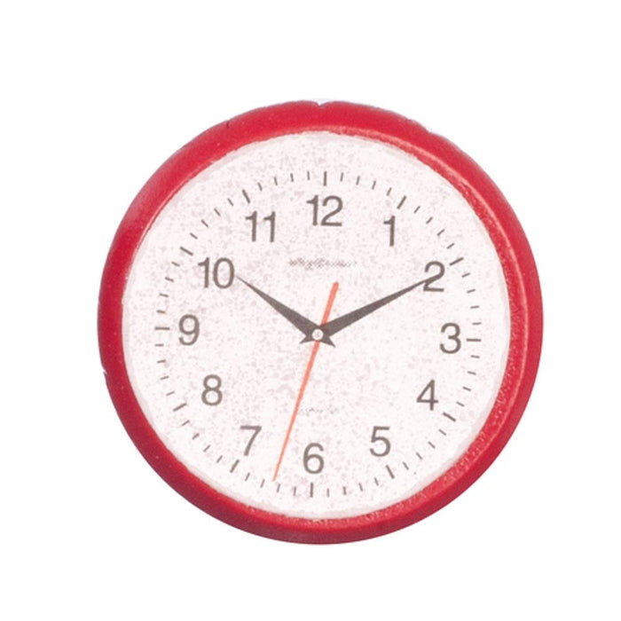 Aztec Imports Dollhouse Miniature 1:12 Scale RED Wall Clock #T8453