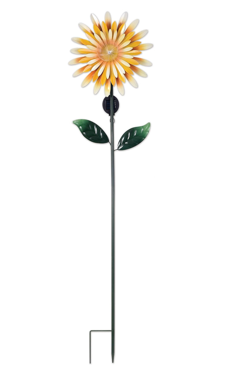 Sunset Vista Design Solar Garden Stakes - Fiber Optic Aster Flower Decorative Garden Stake with Sensor, 57-Inch Tall, Yellow