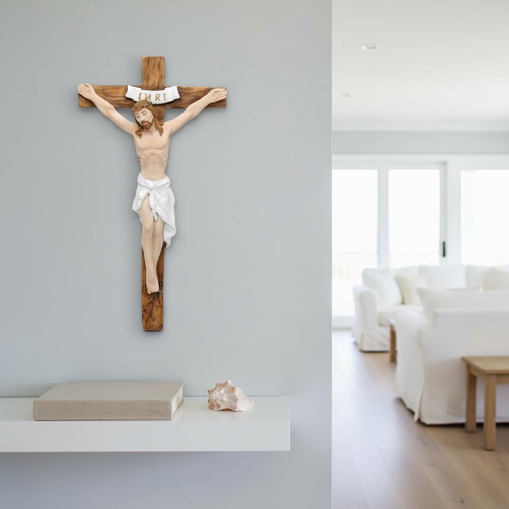 Comfy Hour 7 Inch Wall Crucifix, Jesus Cross with INRI, 1 Unit