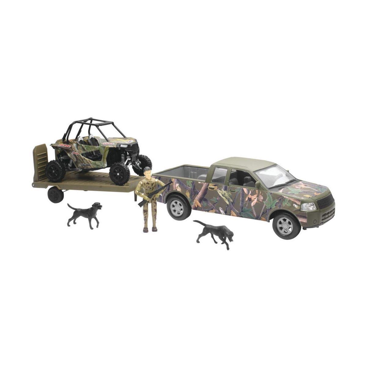 New Ray Toys Green Camo Pickup Truck with Polaris Razor and Figure Set