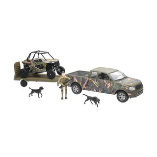 New Ray Toys Green Camo Pickup Truck with Polaris Razor and Figure Set