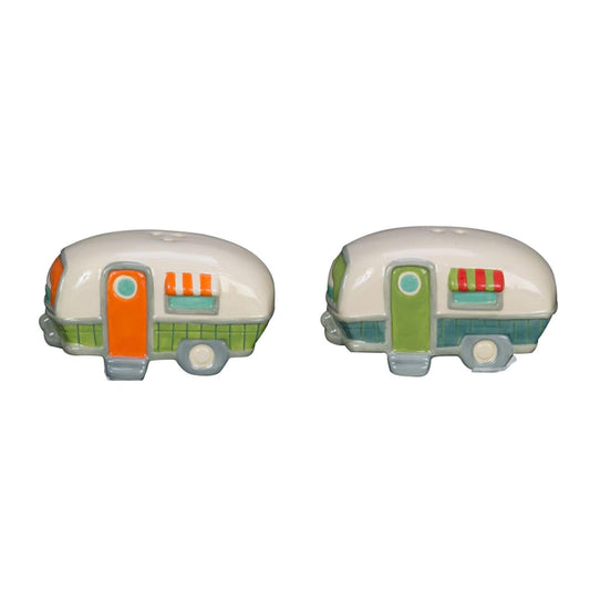 Beachcombers Camping Trip Weekend Getaway Campers Rv Ceramic Salt and Pepper Shaker Set