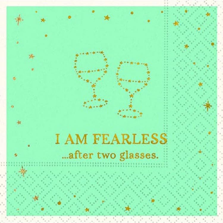 DESIGN DESIGN Fearless After Two Glasses Beverage Napkin, Party Supplies