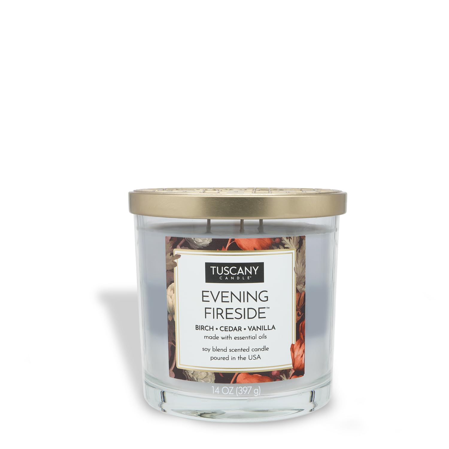 Empire Candle Tuscany Fireside Evening 3-Wick Glass Jar Candle