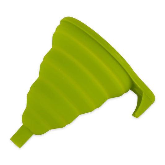RSVP International Silicone Funnel Collapsible, Dishwasher Safe, 5.25x4.25x5.75 Fully Extended, Green