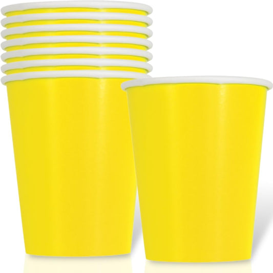 Unique Industries Unique 47099 Paper Cups-266 ml-Neon Yellow-Pack of 8