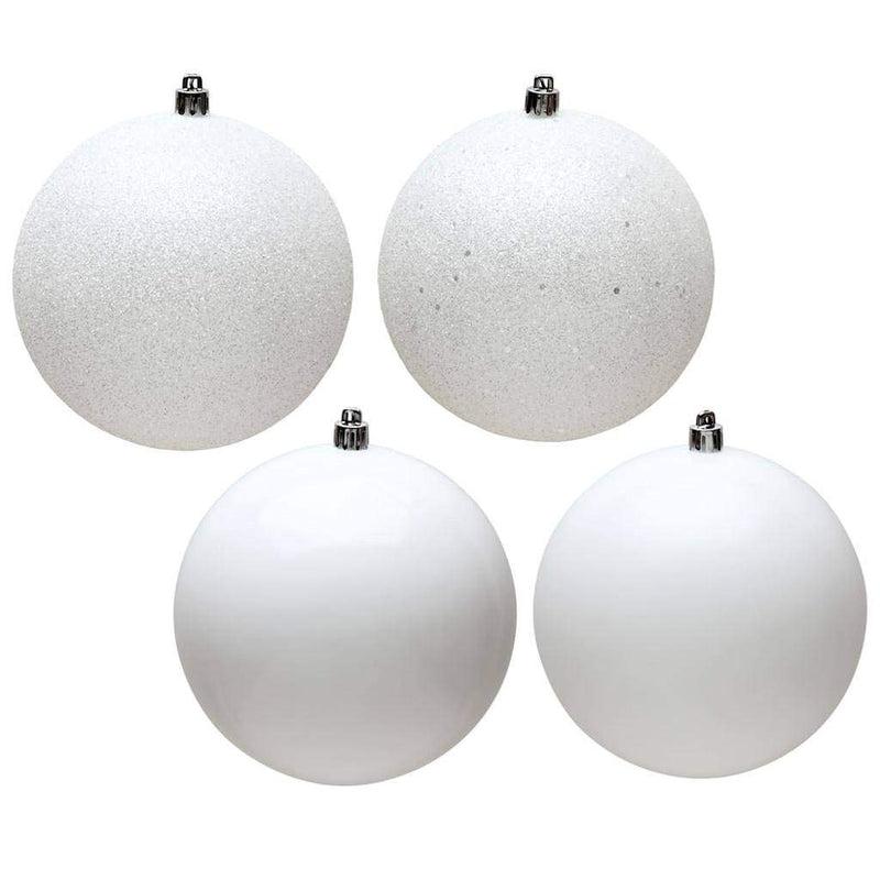 Vickerman 489765-2.4 White 4 Assorted Finishes Ball Christmas Tree Ornament (60 pack) (N596011A)