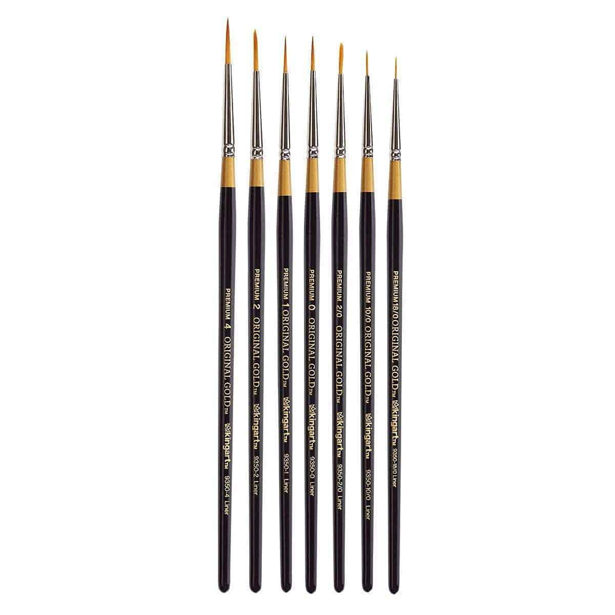 KINGART Original Gold 9350 Series, Golden Taklon Liner 7 Pc. Set