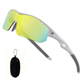 DUCO Sunglasses, common, White Frame Grey Temple Revo Yellow Lens