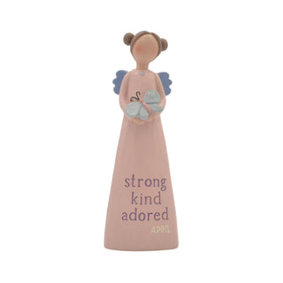Blossom Bucket Birthstone Angel - April, 5.25-inch Height, Pink, Resin, Figurine, Home Decor