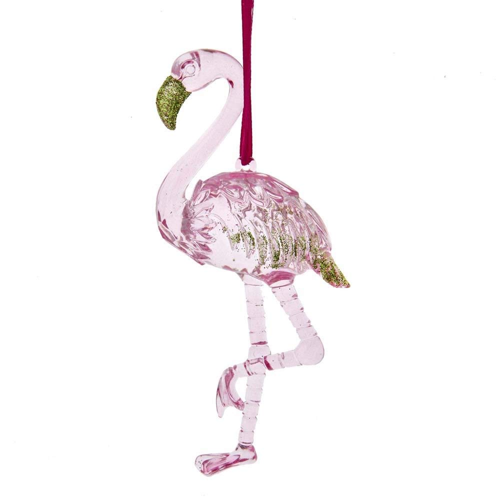 Kurt Adler T2819 Preppy Christmas Pink Flamingo Hanging Ornament, 4-inch Height, Plastic