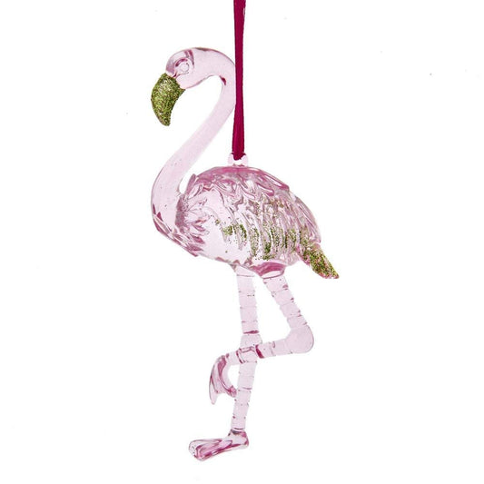 Kurt Adler T2819 Preppy Christmas Pink Flamingo Hanging Ornament, 4-inch Height, Plastic