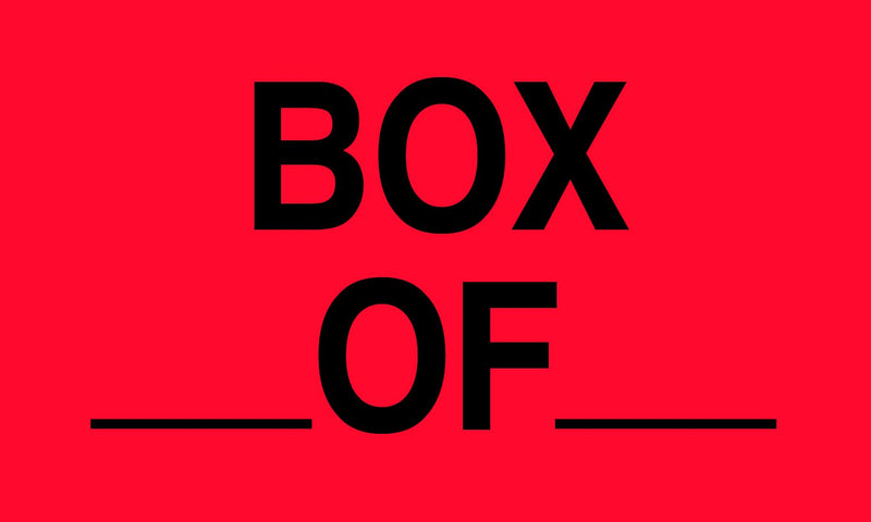 MACO - Box ____ Of ____ - Label, 3 x 5 Inches, Fluorescent Red, 500 Labels/Roll, 1 Roll Each (MDWSB1)