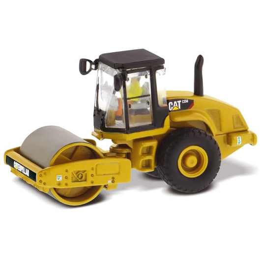 1:87 Caterpillar CS56 Smooth Drum Vibratory Soil Compactor - HO Models by Diecast Masters - 85246 - Functioning Wheels & Rolling Drum