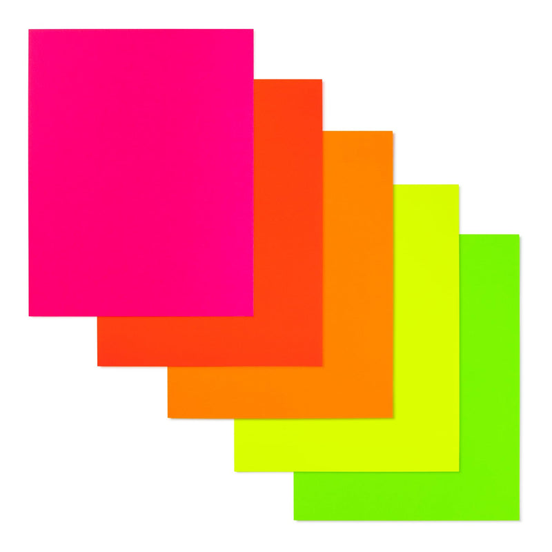 Hygloss Neon Poster Board - 11x14 Inch Fluorescent Double-Sided Color Cardstock Paper - 50 Sheets, 10 Pt. Thickness - Ideal for Signs, Crafts, Projects - 5 Assorted Colors in Bulk Pack
