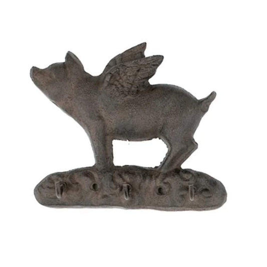 1 X Iron Angel Pig Key Rack ~ Flying Pig Key Holder
