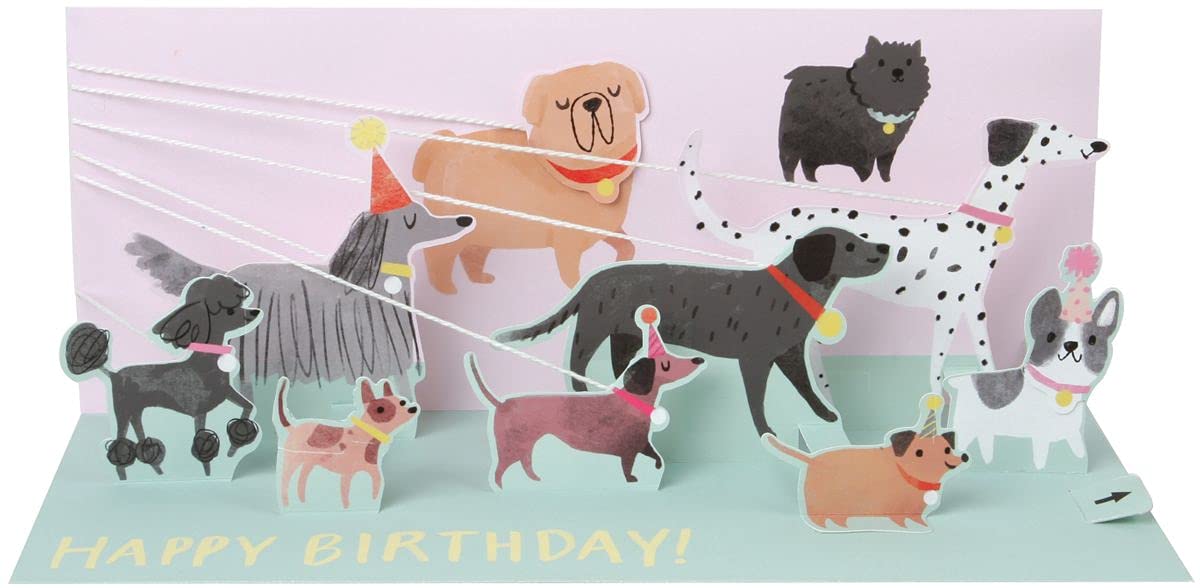 Up With Paper Pop-Up Panoramics Greeting Card - Dog Walker