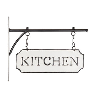 Foreside White Black Enamel Kitchen Wall Sign on Metal Hanger, 77
